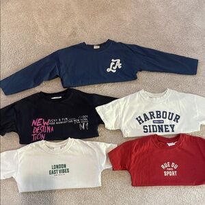 Zara Kids Long Sleeve Tees - Navy, White, Red